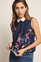 Forever21 Contrast Collar Floral Top