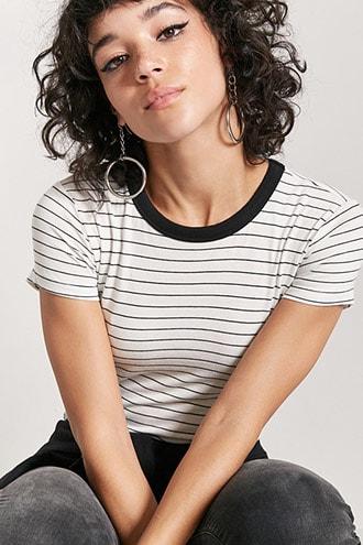 Forever21 Striped Contrast Tee