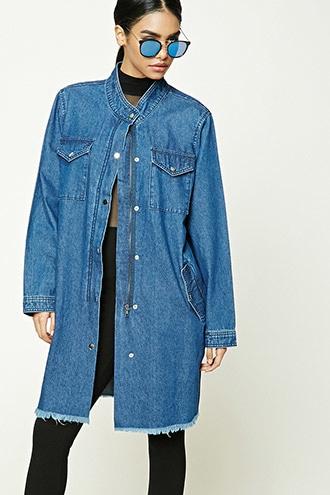 Forever21 Longline Denim Buttoned Jacket