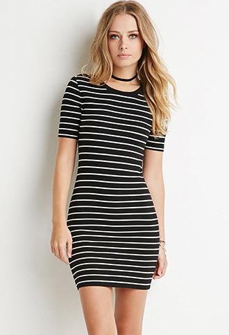 Forever21 Ribbed Stripe Bodycon Dress