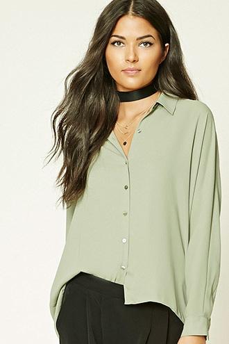 Love21 Women's  Olive Contemporary Dolman Shirt