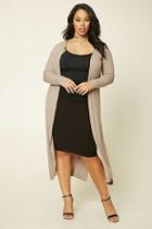 Forever21 Plus Women's  Taupe Plus Size Longline Knit Cardigan