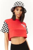 Forever21 Pepsi Checkered Sleeve Crop Top
