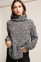 Forever21 Marled Open Knit Turtleneck Sweater