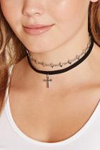 Forever21 Faux Suede Cross Choker Set