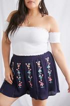 Forever21 Plus Size Floral Embroidered Shorts