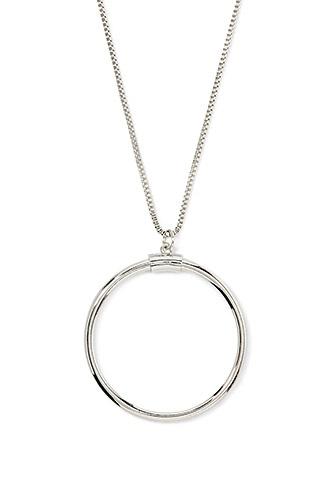 Forever21 Silver Circle Pendant Necklace
