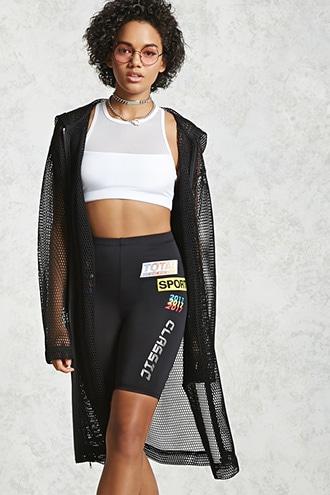 Forever21 Sheer Longline Hooded Jacket