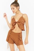 Forever21 High-rise Lace-up Mini Shorts