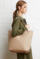 Forever21 Classic Faux Leather Tote (nude)