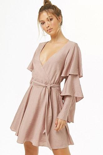 Forever21 Trumpet-sleeve Surplice Dress