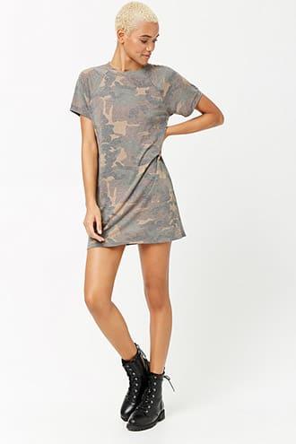 Forever21 Faded Camo T-shirt Dress