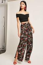 Forever21 Vented Floral Wide-leg Pants