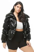 Forever21 Plus Size Faux Patent Leather Puffer Jacket