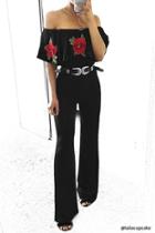 Forever21 Embroidered Flounce Jumpsuit