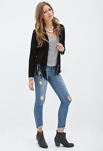 Forever21 Fringed Suede Jacket