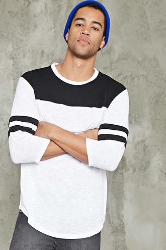 Forever21 Varsity Stripe Slub Knit Tee