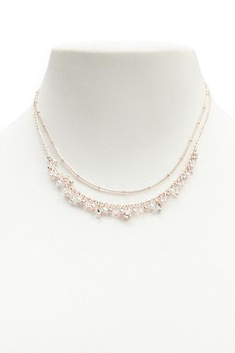 Forever21 Layered Faux Gem & Rhinestone Chain Necklace