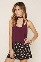 Forever21 Women's  Purple Cami And Neck Tie Set