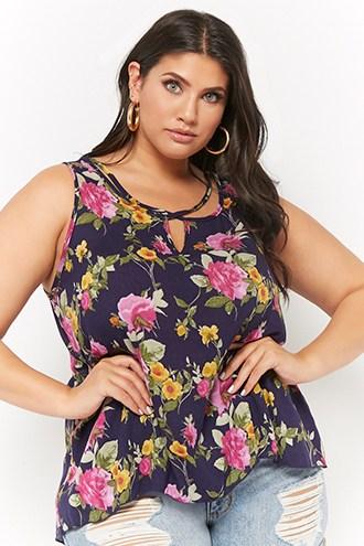 Forever21 Plus Size Floral Print High-low Top