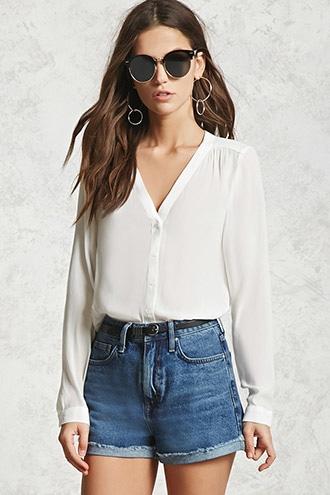 Forever21 Sheer Buttoned Blouse
