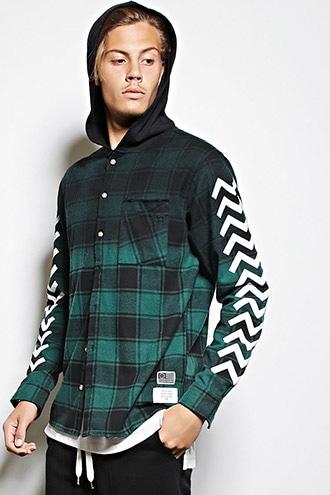 21 Men Men's  Reason Hooded Flannel Shirt