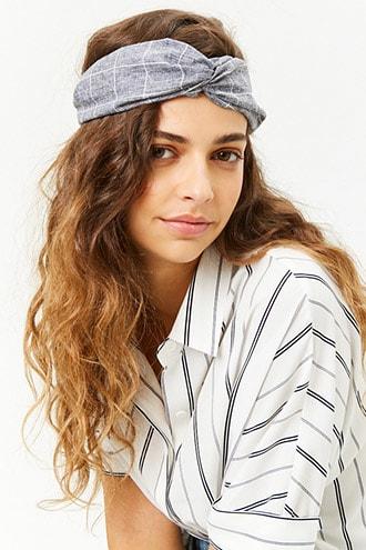 Forever21 Marled Grid Twist-front Headwrap