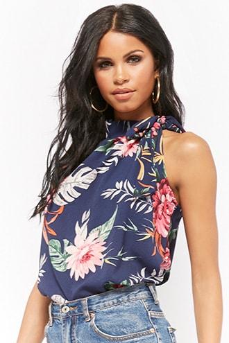 Forever21 Crepe Floral Halter Top