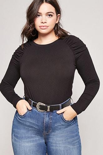 Forever21 Plus Size Ruched-shoulder Top
