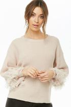 Forever21 Ribbed Tulle-trim Sweater