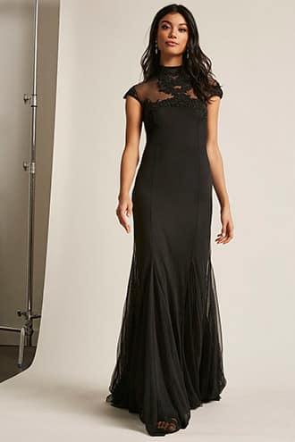 Forever21 Kikiriki Floral Beaded Mesh Maxi Dress