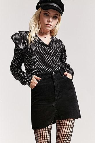 Forever21 Corduroy Raw-hem Mini Skirt