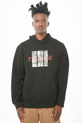 Forever21 Fleece Knit Paradise Graphic Hoodie
