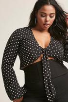 Forever21 Plus Size Polka Dot Tie-front Top