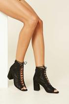 Forever21 Women's  Open-toe Lace-up Booties