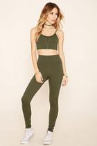 Forever21 Women's  Olive Stretch-knit Pants