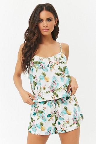 Forever21 Tropical Cami & Shorts Pajama Set