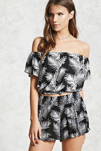 Forever21 Palm Leaf Print Gauze Shorts