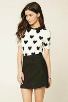 Forever21 Women's  Heart Print Sweater Top