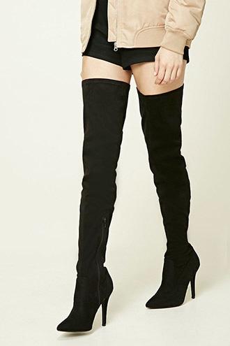 Forever21 Faux Suede Thigh-high Boots