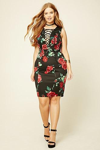 Forever21 Plus Women's  Plus Size Floral Midi Dress