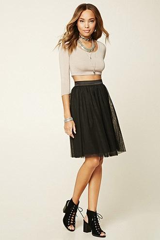 Forever21 Women's  Pleated Tulle Skirt