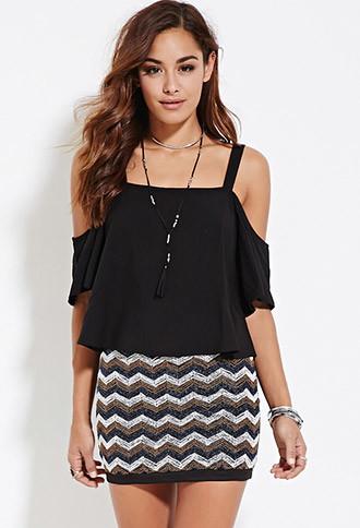 Forever21 Women's  Beaded Zigzag Mini Skirt