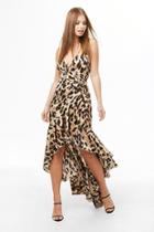 Forever21 Leopard Satin Wrap Dress