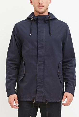 21 Men Men's  Hooded Utility Jacket (navy)