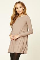 Forever21 Women's  Taupe Ribbed Knit Swing Dress