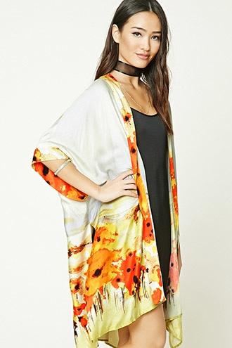 Forever21 Women's Watercolor Print Cardigan