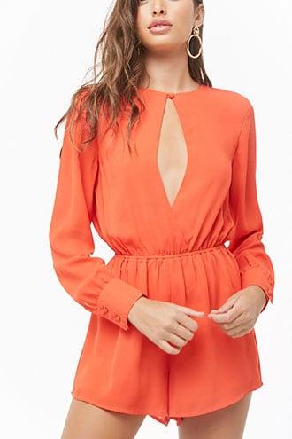 Forever21 Solid Keyhole Romper