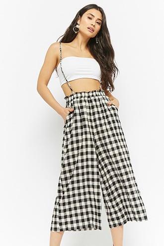 Forever21 Buffalo Plaid Suspender Culottes
