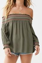 Forever21 Embroidered-trim Off-the-shoulder Top
